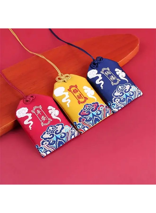 2pcs Red Ping An Tassel Chinese Embroidered Sachet Protection Good Luck Amulet Pouch - Image 2